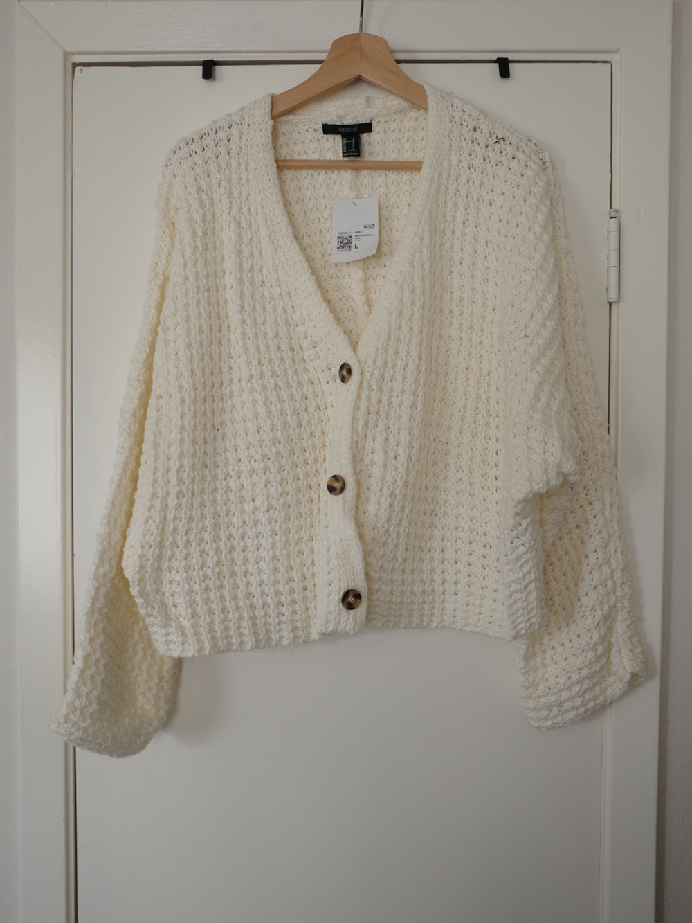 Forever 21 Cream Chunky Button-Up Cardigan